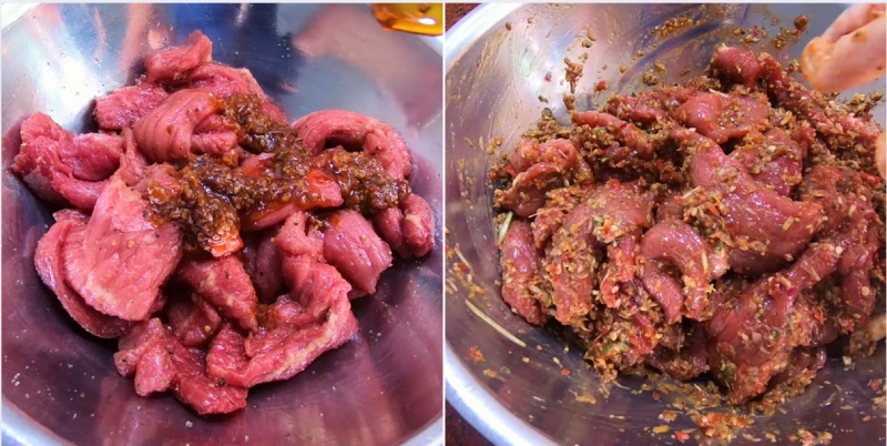 ướp thịt bò thấm đều các mặt