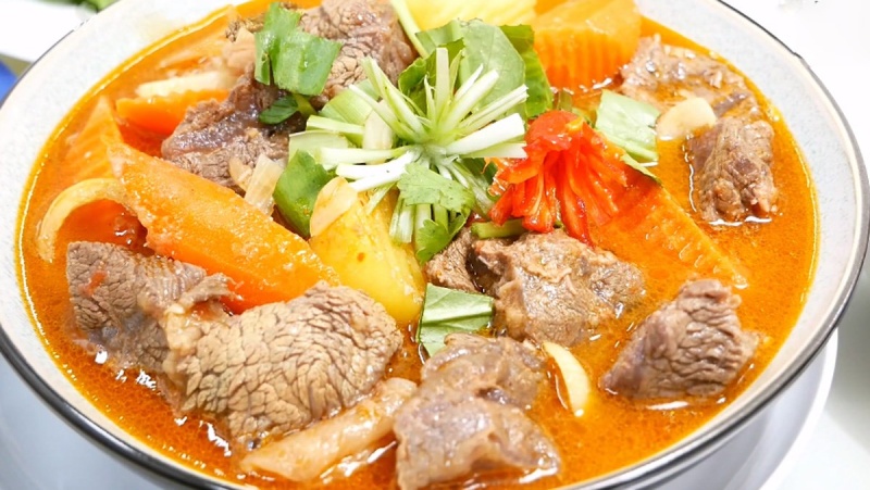 thành phẩm món bò nấu pate