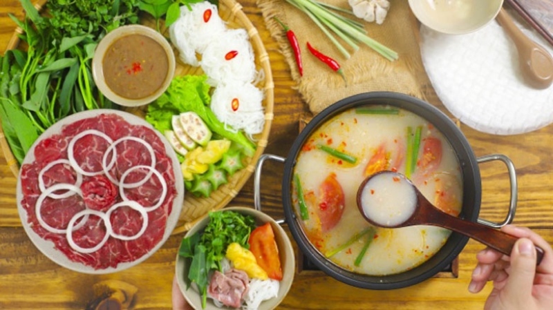 bò nhúng mẻ chua thơm ngon dân dã