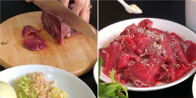 ướp thịt bò cho thấm gia vị