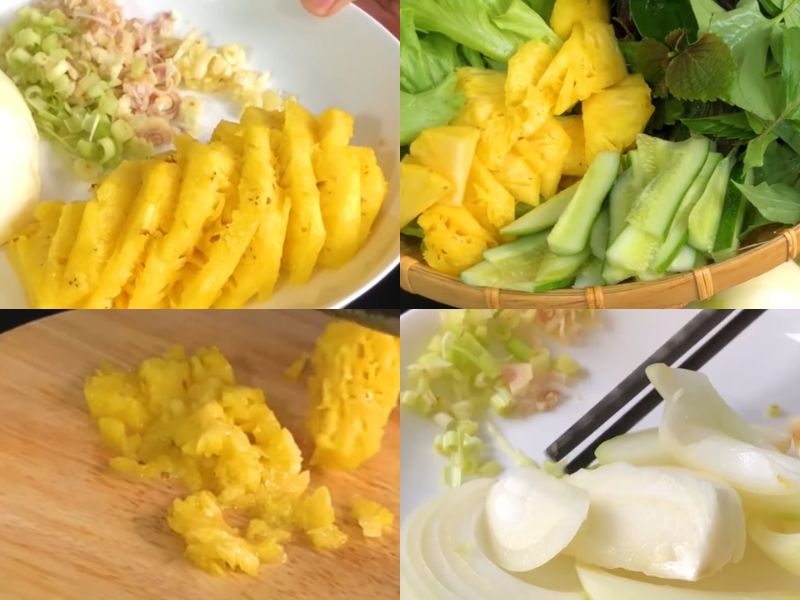 rửa sạch và cắt nhỏ rau ăn kèm