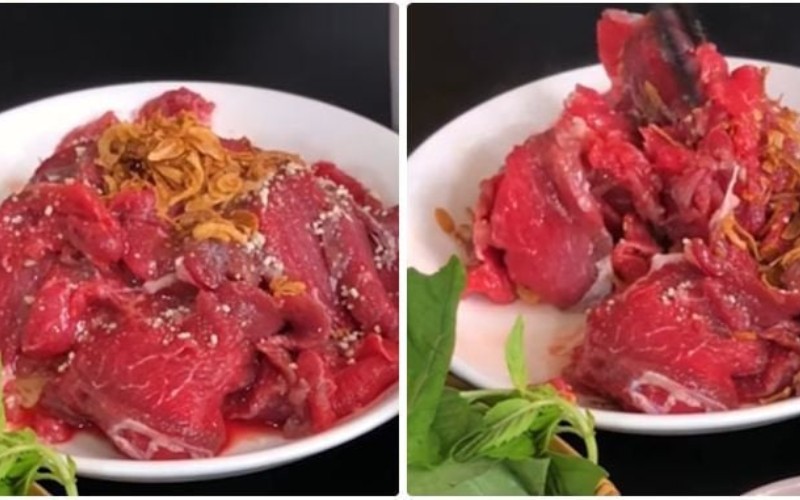 Tiến hành công đoạn ướp thịt bò
