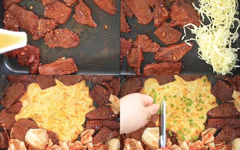 Công đoạn nướng thịt bò