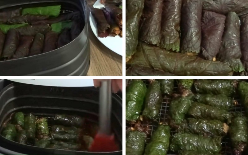 Tiến hành nướng thịt bò lá tía tô trên lửa đỏ
