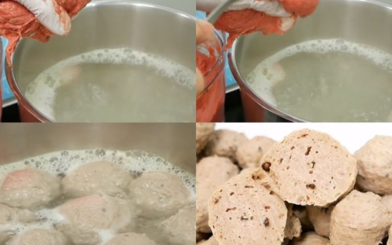Công đoạn nặn và tạo hình cho bò viên