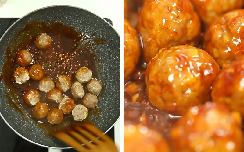 Thực hiện bò viên với sốt chua ngọt