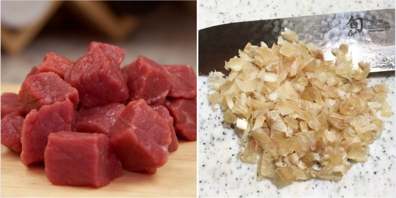 Sơ chế nguyên liệu làm bò viên gân