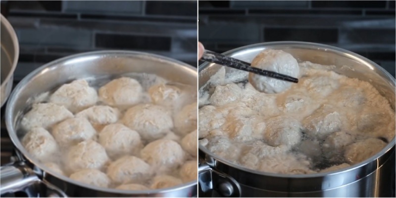 Tiến hành tạo hình bò viên và luộc