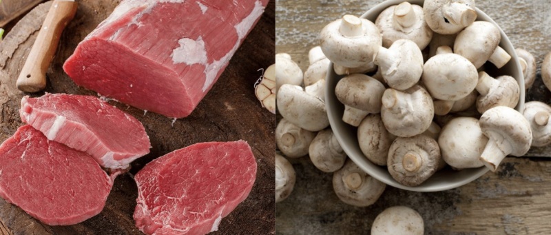 Thịt bò và nấm tươi – nguyên liệu chính làm món bò Wellington