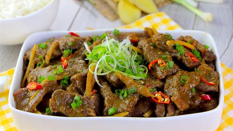 Thành phẩm món thịt bò xào gừng thơm lừng