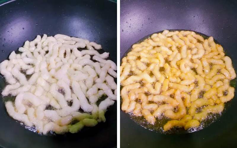 Chiên cá bóng chay đến khi chuyển vàng