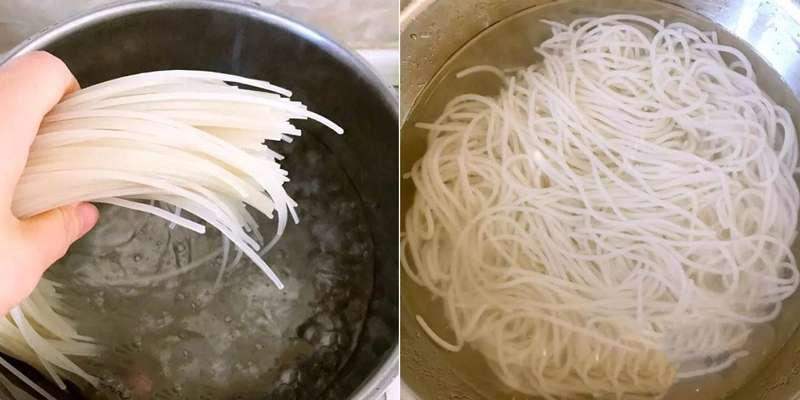 Tiến hành sơ chế bún khô