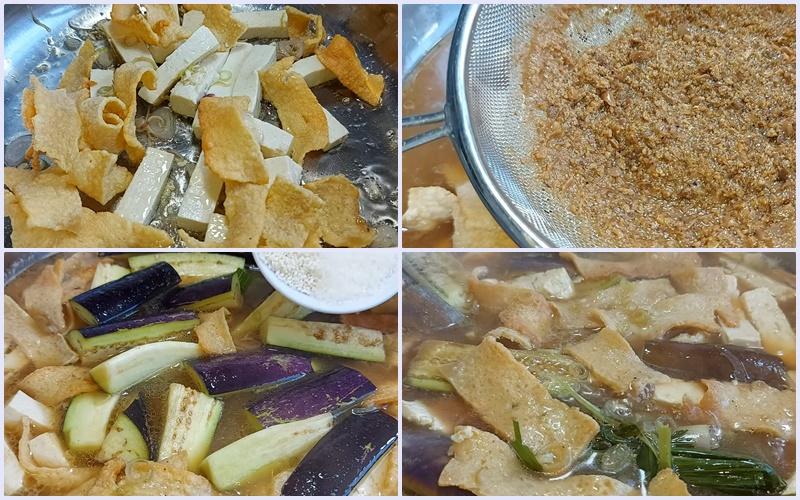 Công đoạn nấu nước dùng cho bún mắm chay