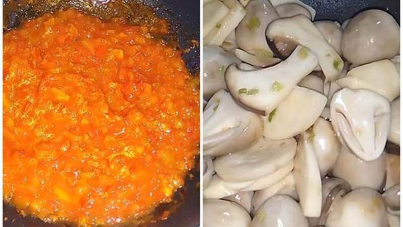 Công đoạn xào riêu chay