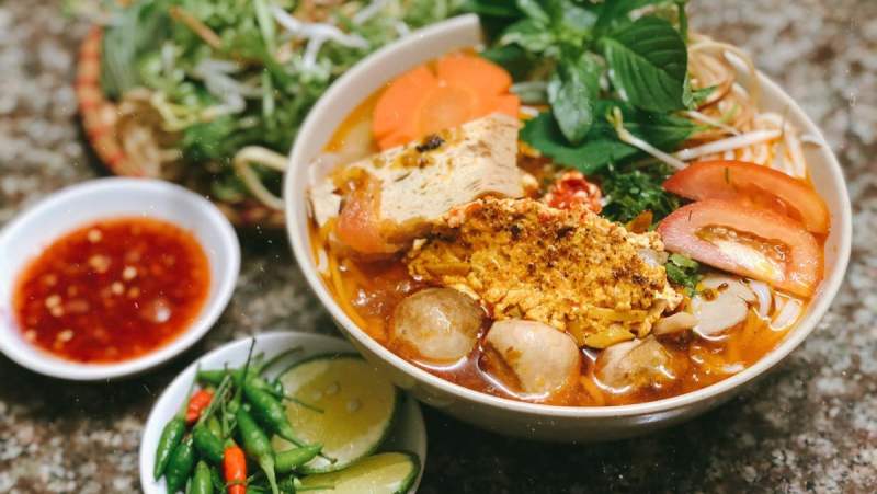 Thành phẩm món bún riêu chay thơm ngon hấp dẫn