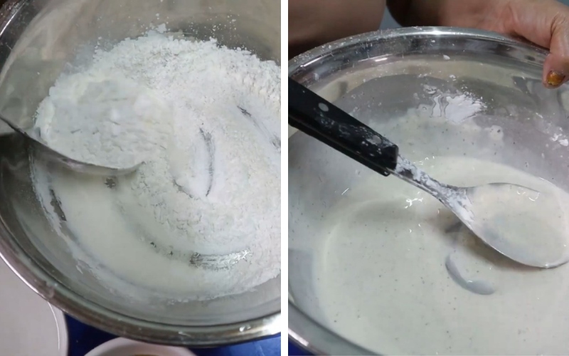 pha bột để chiên bắp chuối