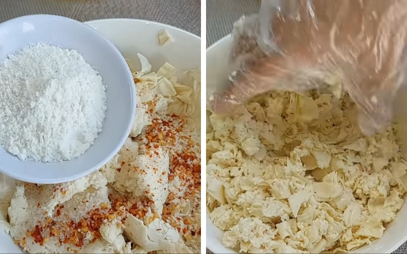 trộn cá chay với gia vị