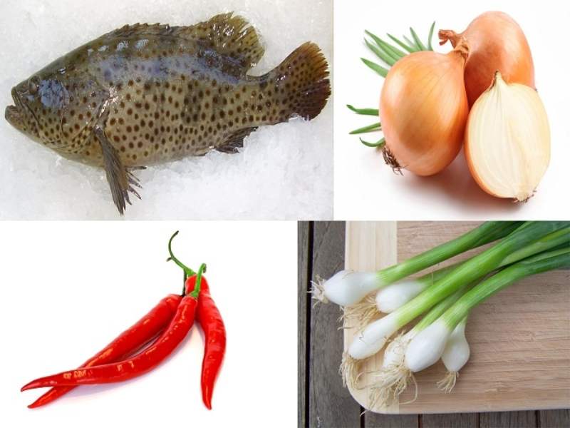 Chuẩn bị nguyên liệu làm Cá mú hấp xì dầu