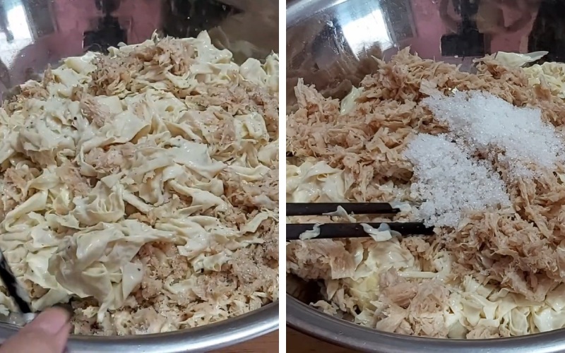 trộn hỗn hợp làm cá thu chay