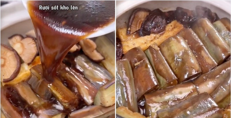 Tiến hành công đoạn kho tộ cà tím