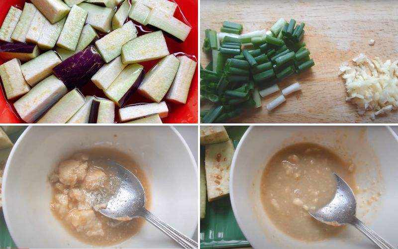 Sơ chế nguyên liệu làm món cà tím xào chao