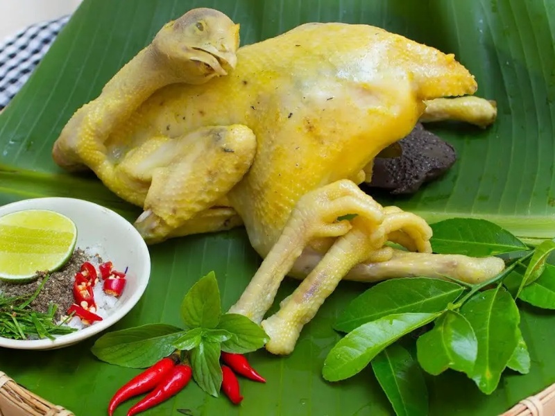 Món gà luộc chấm muối tiêu