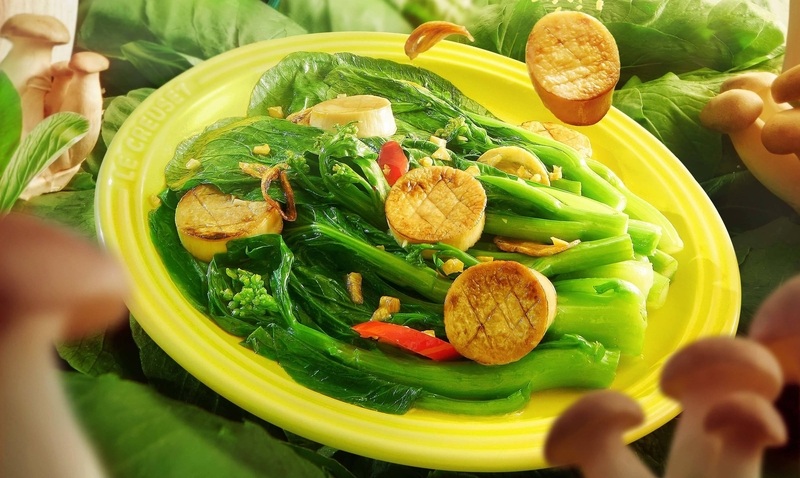 cải làm xào tỏi với nấm thơm ngon