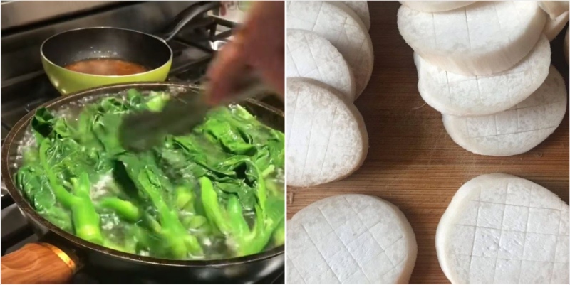 trụng sơ các nguyên liệu