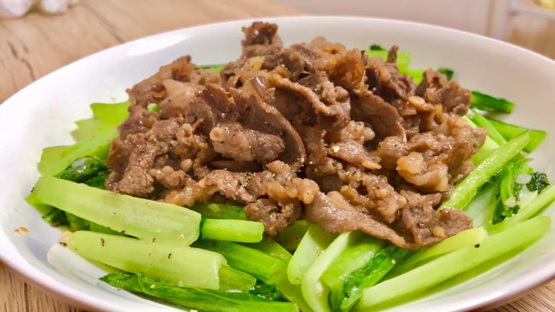 hướng dẫn làm cải ngọt xào thịt bò chuẩn ngon
