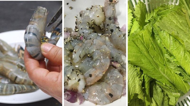 Các nguyên liệu làm món cải ngọt xào tôm