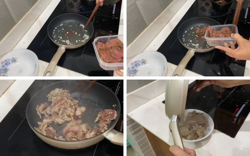 Tiến hành xào sơ thịt bò