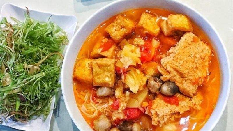Thành phẩm bún riêu chay thanh đạm
