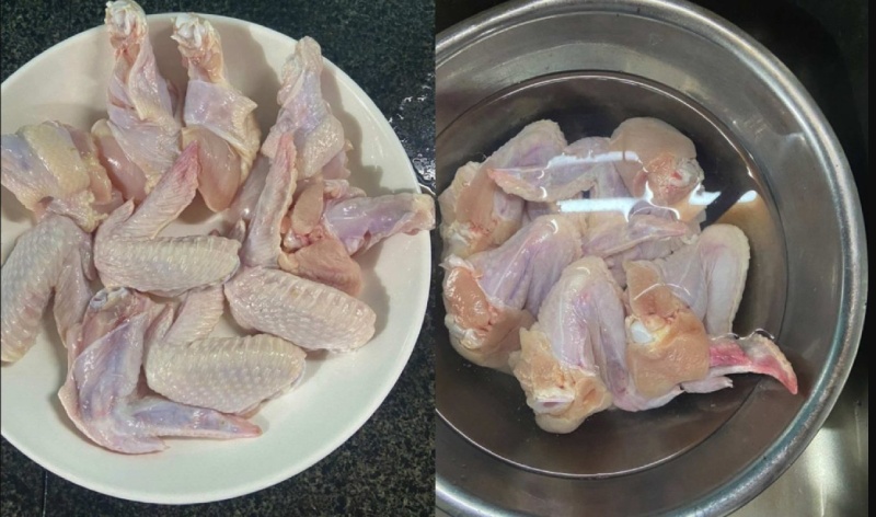 Công đoạn sơ chế cánh gà