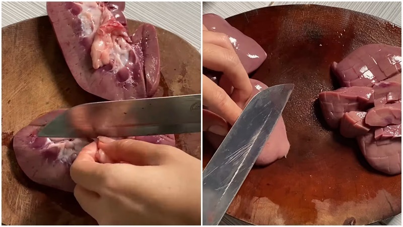 Cắt cật heo miếng vừa ăn