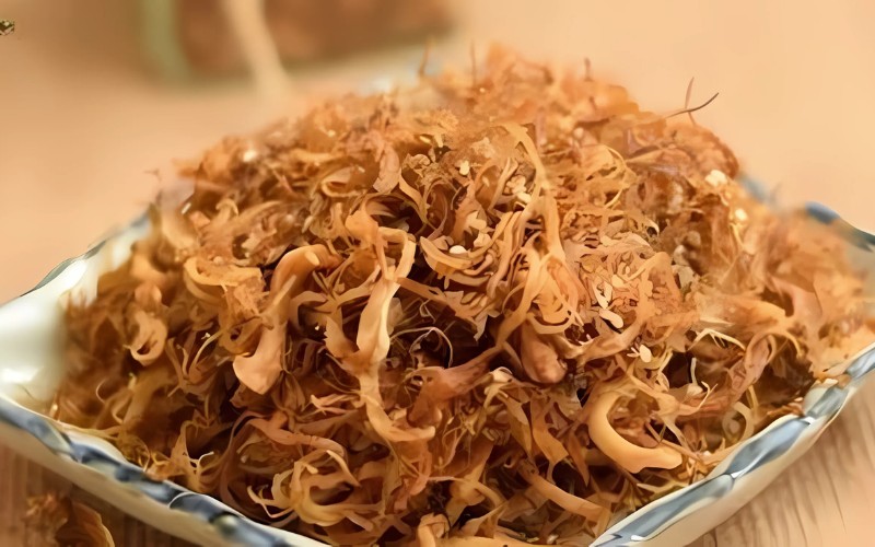 Thành phẩm món chà bông chay từ nấm bào ngư