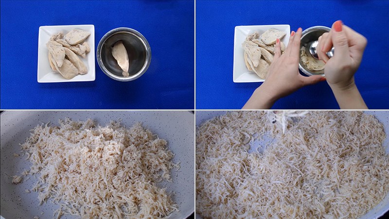 Công đoạn làm tơi thịt gà