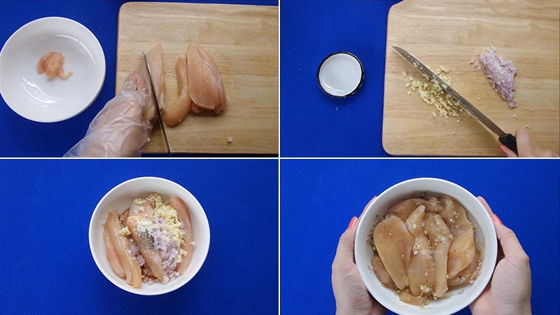 Tiến hành ướp ức gà