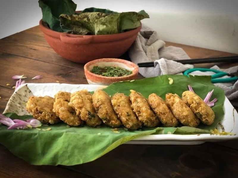 Thành phẩm viên chả gốm chay giòn rụm hấp dẫn