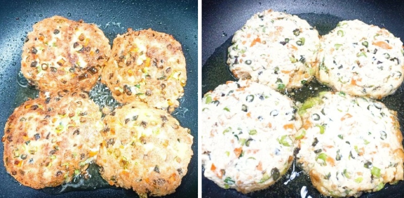 chiên chả vàng đều hai mặt