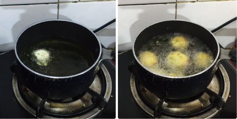 chiên chả ngập dầu