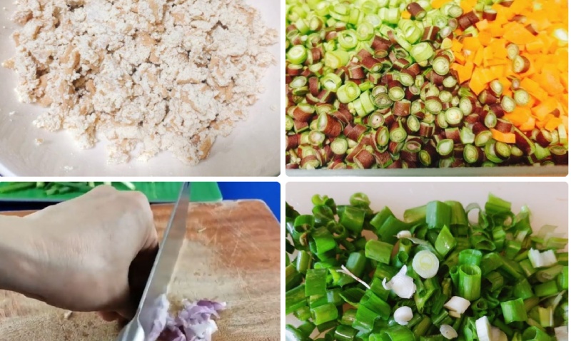 sơ chế kỹ các nguyên liệu trước khi nhào chả