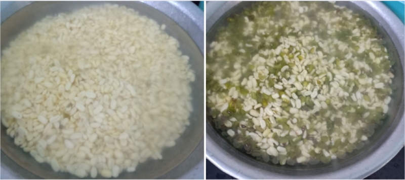 gạn bỏ vỏ đậu xanh trước khi hấp