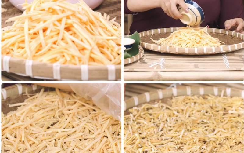 Sơ chế khoai lang làm chả giò chay
