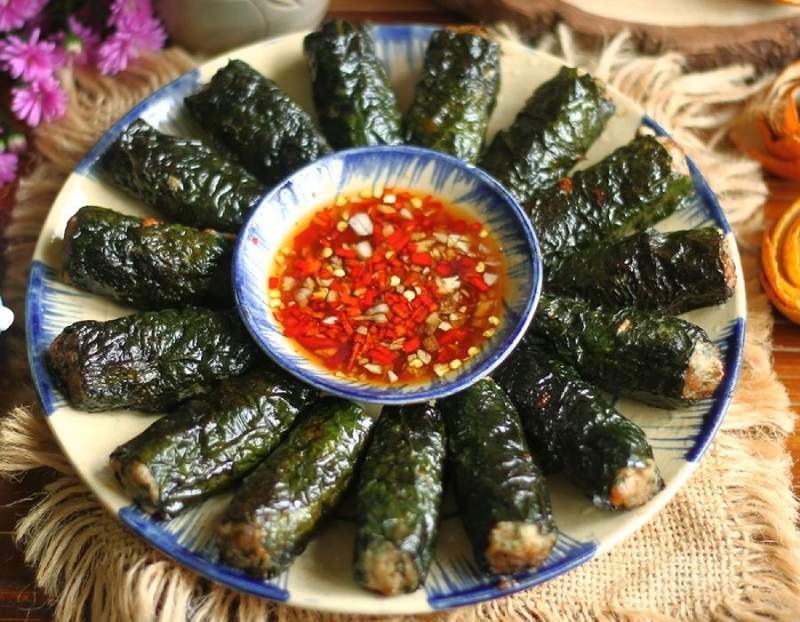 Thành phẩm chả lá lốt chay từ đậu hũ và hem chay