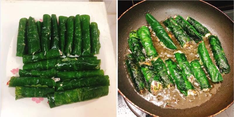 Gói và chiên chả lá lốt