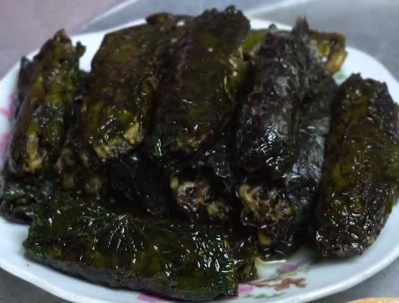 Thành phẩm chả lá lốt chay từ đậu hũ và mộc nhĩ 
