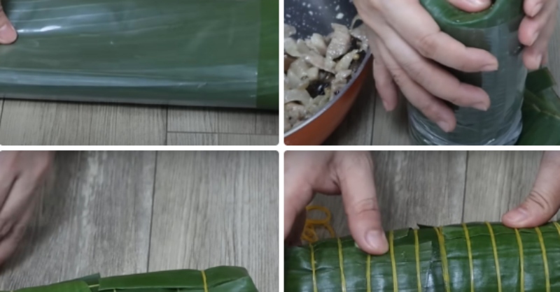 Chả được gói lại bằng lá chuối