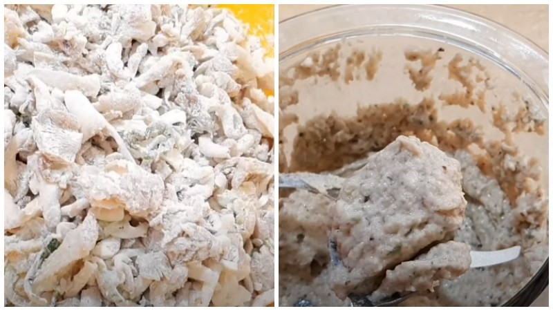 Tiến hành xay hỗn hợp chả