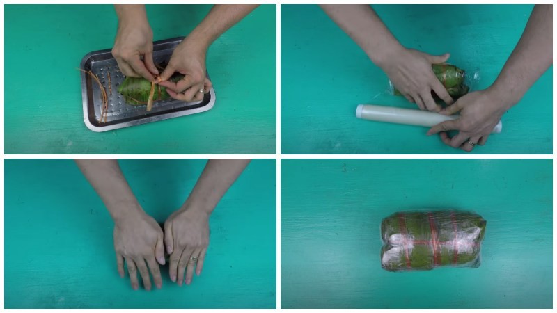 Gói chả bằng lá chuối