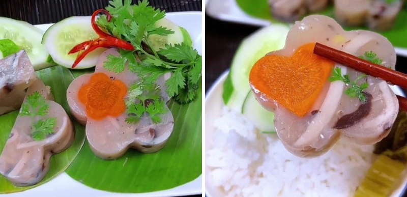 chả nấm rau câu vị giòn ngon hấp dẫn
